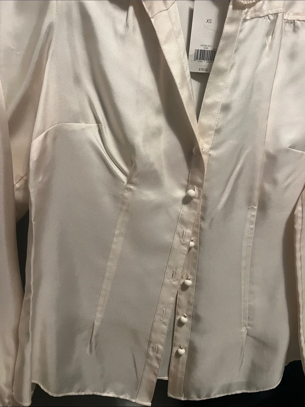Pure silk NWT Banana Republic Ivory Satin Ruffle-Neck Blouse
